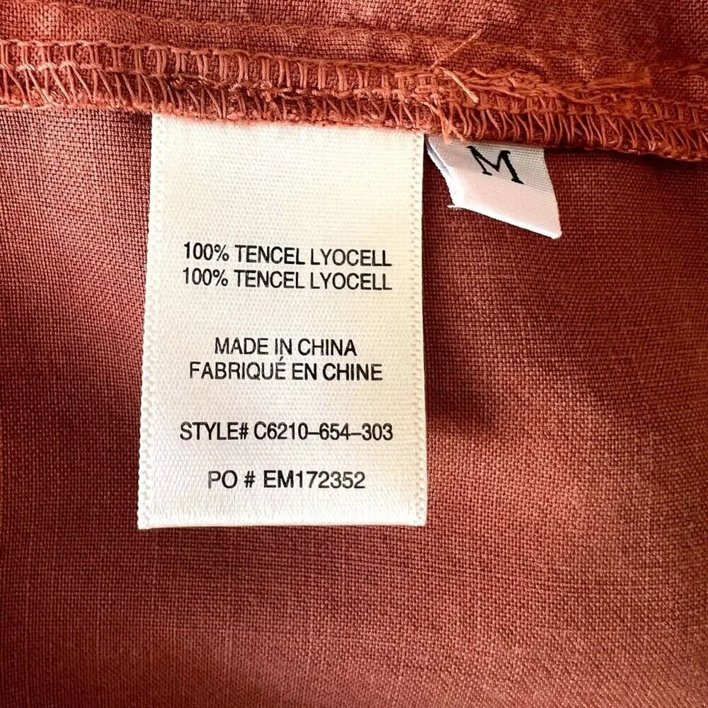 Cloth and Stone Dress Size M Halter Midi Orange Lyocell Neck Tie Tiered Flounce